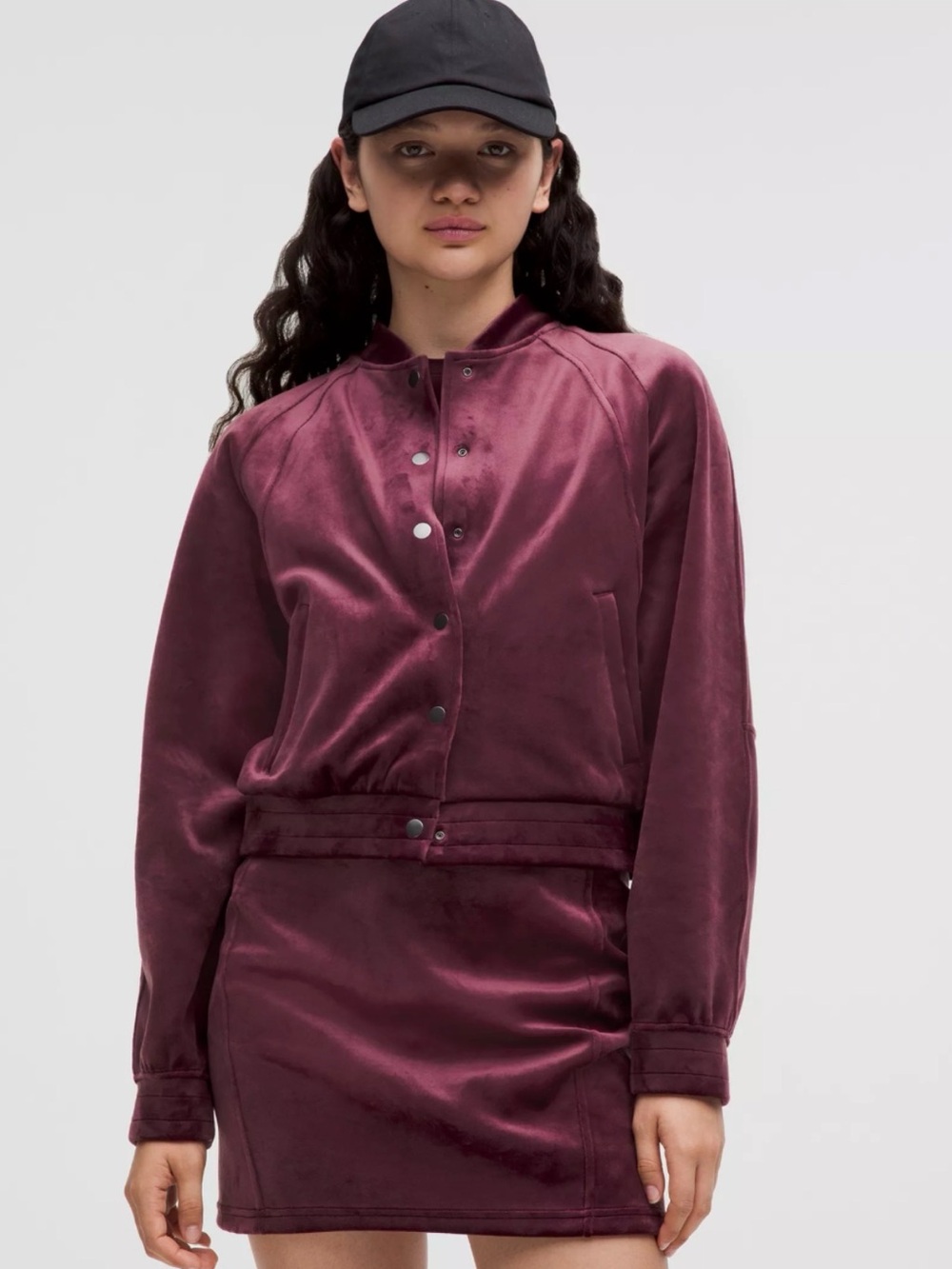 Lululemon Scuba Varsity Velvet Jacket Burgundy